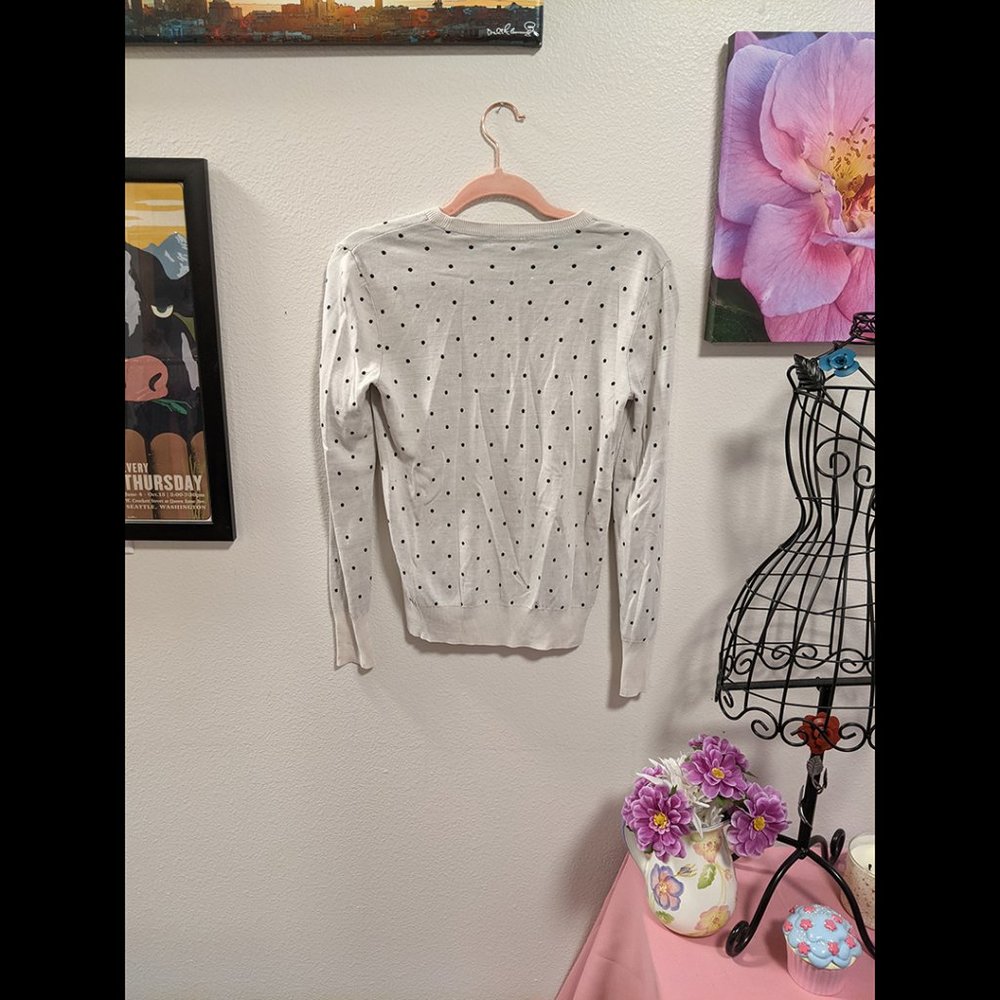 Equipment Femme Black & White Silk Polka Dot Long Sleeve Top Size XS - Picture 4 of 4